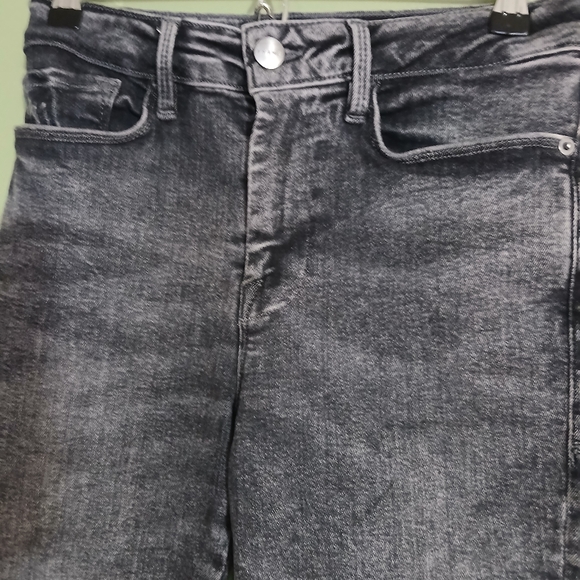 Frame Le One Skinny Crop Jeans In Hughes Black gray Mid Rise Whiskered Size 1 - Picture 4 of 10